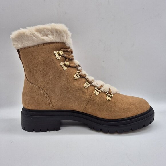 J. Crew Women's Faux Fur Winter Hiking Boots Size 10.5 Chestnut Brown - Picture 4 of 11